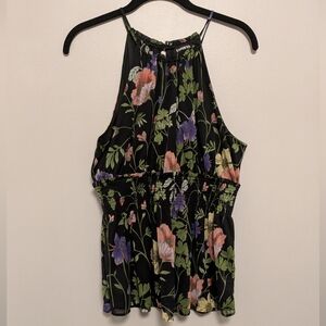 Express Black Floral Tank Top